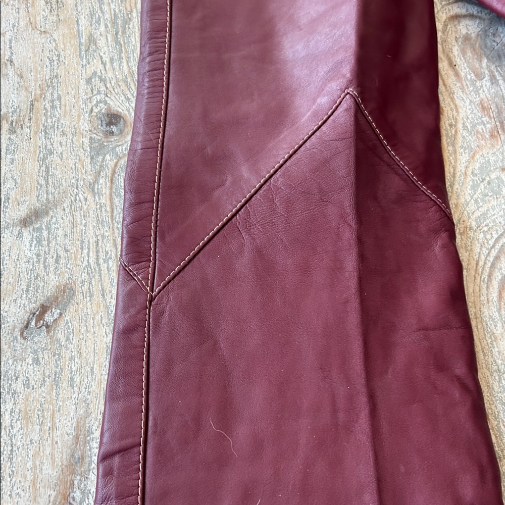Vintage Burgundy Leather Pants - Picture 8 of 8